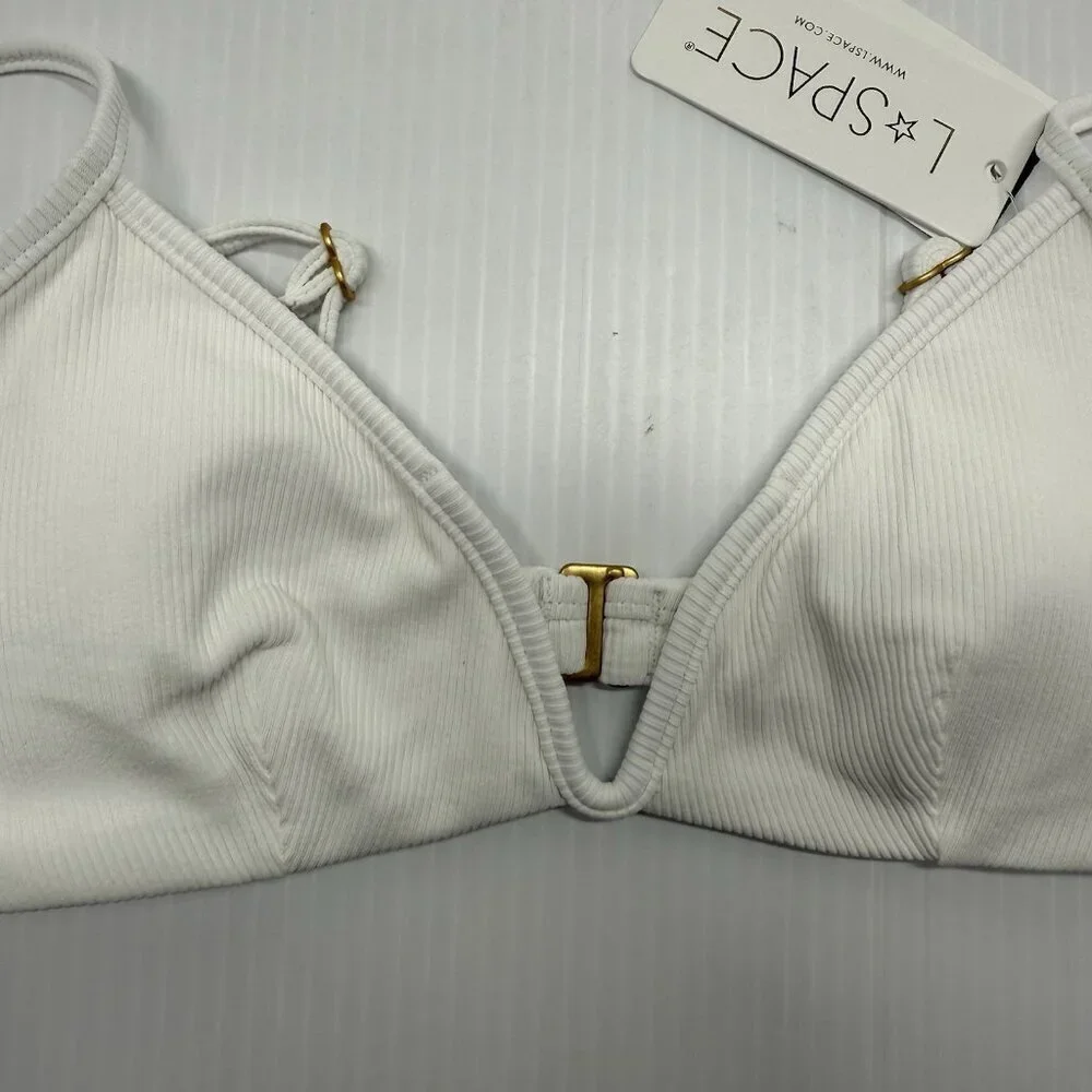 L Space Women's White Classic Wired Front Helena Bikini Top Swimwear Size XS NWT